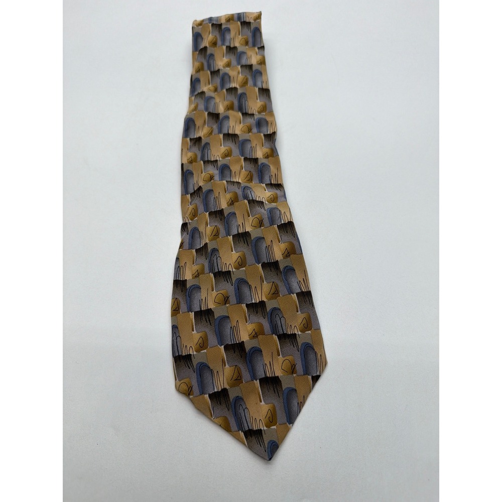 J. Garcia Northern Lights Collection 27 Silk Tie Abstract Gold Grey 1996 Vintage